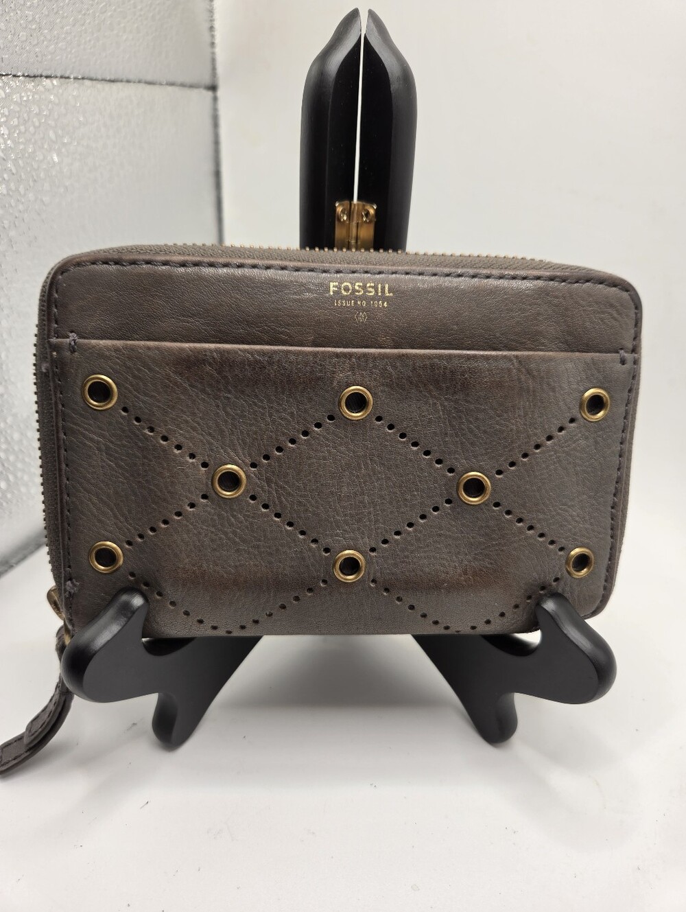 Fossil Leather Zip Around Wallet Taupe/Brown Organizer - Picture 13 of 13